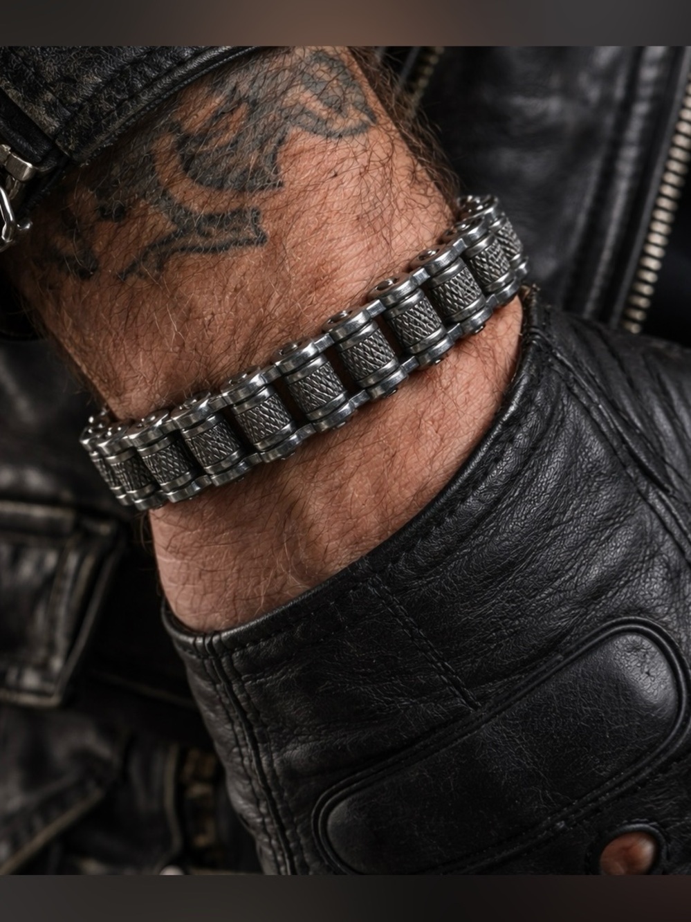 Stainless steel biker chain bracelet